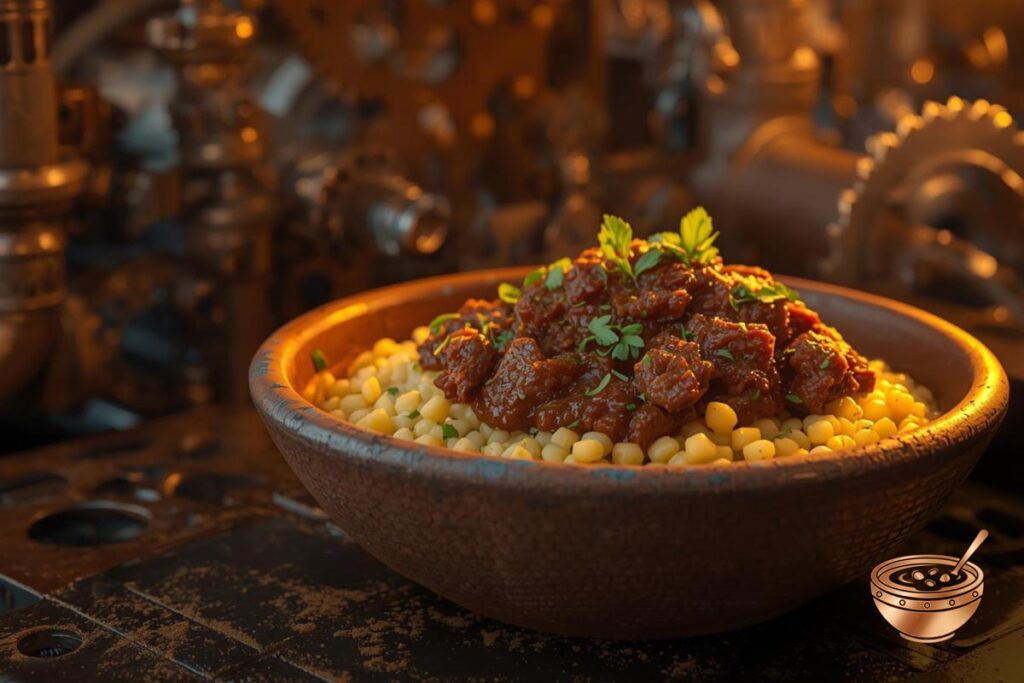ghomi with meat ragout georgian cornmeal dish with stew recipe